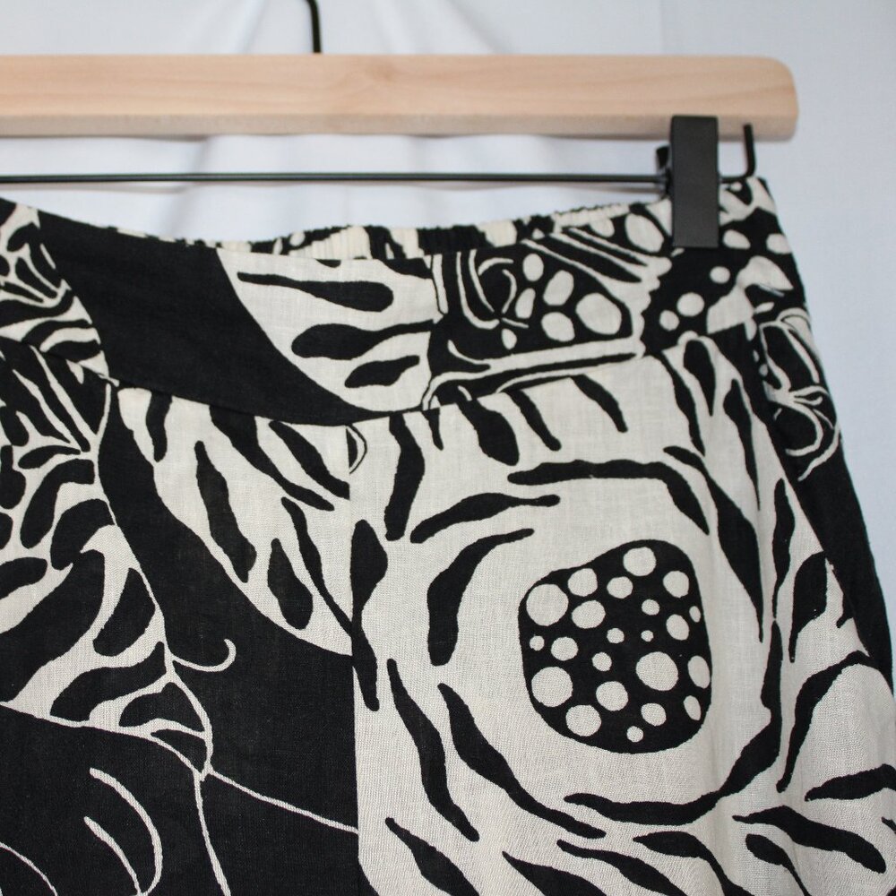 NWT Christian Siriano Black Cream Floral Linen Blend Resort Pants Designer XS - Picture 3 of 10